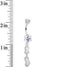 Load image into Gallery viewer, 925 Sterling Silver Clear CZ Double the Hearts Dangle Belly Ring
