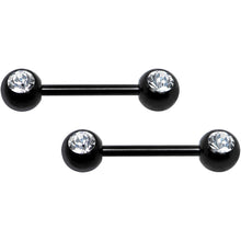 将图片加载到图库查看器，Front Gem Black Anodized Titanium Nipple Barbell Set
