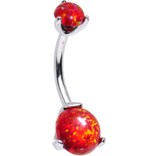 Load image into Gallery viewer, Double Red Synthetic Opal Internally Threaded Belly Ring 7/16
