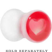 Load image into Gallery viewer, 2G White Red Acrylic Adoring Heart Saddle Plug
