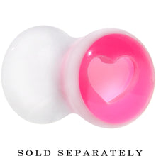 Load image into Gallery viewer, 2G White Pink Acrylic Adoring Heart Saddle Plug
