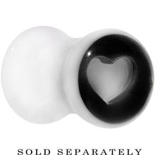 Load image into Gallery viewer, 2G White Black Acrylic Adoring Heart Saddle Plug
