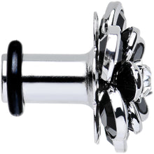 Load image into Gallery viewer, 2G Black Blooming Glam Gardenia Flower Steel Plug Pair
