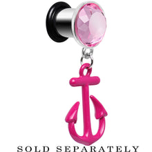 将图片加载到图库查看器，0G Pink Dangling Anchor Steel Plug
