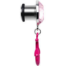Load image into Gallery viewer, 00G Pink Dangling Anchor Steel Plug
