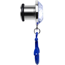 Load image into Gallery viewer, 00G Blue Dangling Anchor Steel Plug
