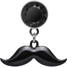 将图片加载到图库查看器，2G Black Dangling Mustache Steel Plug
