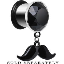 Load image into Gallery viewer, 1/2 Black Dangling Mustache Steel Plug
