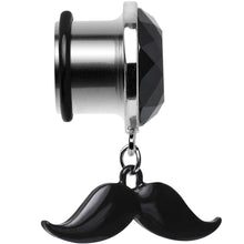 将图片加载到图库查看器，9/16 Black Dangling Mustache Steel Plug
