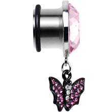 Load image into Gallery viewer, 1/2 Pink Gem Night Belongs to the Bat Steel Plug
