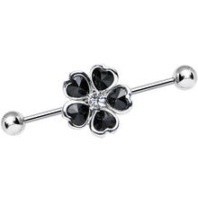 将图片加载到图库查看器，Black Blossoming Flower of Hearts Industrial Barbell
