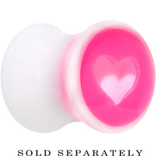将图片加载到图库查看器，0G White Pink Acrylic Adoring Heart Saddle Plug
