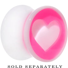 Load image into Gallery viewer, 00G White Pink Acrylic Adoring Heart Saddle Plug
