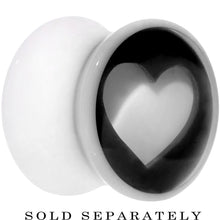 Load image into Gallery viewer, 9/16 White Black Acrylic Adoring Heart Saddle Plug
