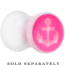 Load image into Gallery viewer, White Pink Acrylic Set Sail Nautical Anchor Saddle Plug Available in Sizes 6mm to 20mm
