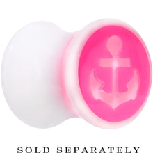 Load image into Gallery viewer, White Pink Acrylic Set Sail Nautical Anchor Saddle Plug Available in Sizes 6mm to 20mm
