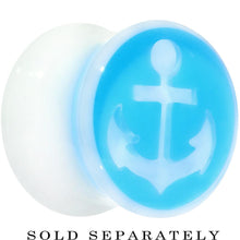 Load image into Gallery viewer, White Blue Acrylic Set Sail Nautical Anchor Saddle Plug 14mm and 16mm
