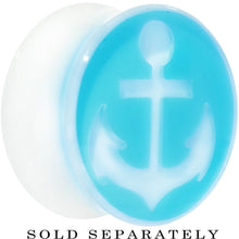 Load image into Gallery viewer, White Blue Acrylic Set Sail Nautical Anchor Saddle Plug 14mm and 16mm
