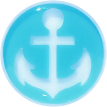 Load image into Gallery viewer, White Blue Acrylic Set Sail Nautical Anchor Saddle Plug 14mm and 16mm
