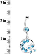 将图片加载到图库查看器，Aqua Gem Wreath and Butterfly Dangle Belly Ring
