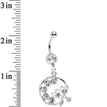 将图片加载到图库查看器，Clear Gem Wreath and Butterfly Dangle Belly Ring
