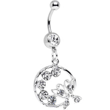 将图片加载到图库查看器，Clear Gem Wreath and Butterfly Dangle Belly Ring
