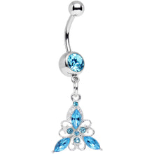 Load image into Gallery viewer, Aqua Gem Thrilling Trillium Flower Dangle Belly Ring
