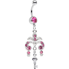 Load image into Gallery viewer, Pink Gem Foliage Fountain Glamour Key Dangle Belly Ring
