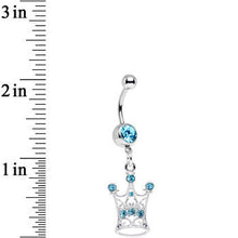 Load image into Gallery viewer, Aqua Gem She Who Wears the Crown Dangle Belly Ring
