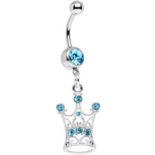 Load image into Gallery viewer, Aqua Gem She Who Wears the Crown Dangle Belly Ring
