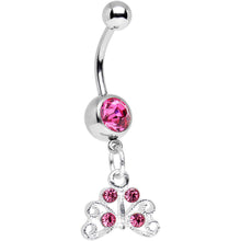 Load image into Gallery viewer, Pink Gem Pretty Petite Butterfly Dangle Belly Ring
