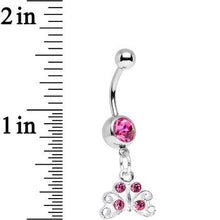 Load image into Gallery viewer, Pink Gem Pretty Petite Butterfly Dangle Belly Ring
