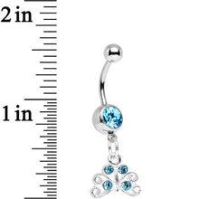 Load image into Gallery viewer, Aqua Gem Pretty Petite Butterfly Dangle Belly Ring
