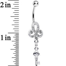 Load image into Gallery viewer, Clear Gem Sparkling Clover Glamour Key Dangle Belly Ring
