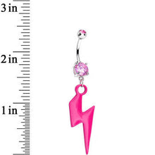 Load image into Gallery viewer, Pink Gem Dynamite Pink Lightning Bolt Dangle Belly Ring
