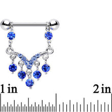 将图片加载到图库查看器，Blue Aqua Gem Victorian Vision Dangle Nipple Ring Set
