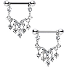 将图片加载到图库查看器，Clear Gem Victorian Vision Dangle Nipple Ring Set
