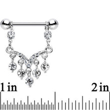 将图片加载到图库查看器，Clear Gem Victorian Vision Dangle Nipple Ring Set
