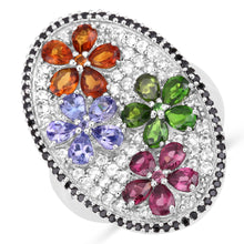 将图片加载到图库查看器，5.01 Carat Genuine Multi Stones .925 Sterling Silver Ring
