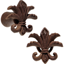 Load image into Gallery viewer, 2G Organic Wood Fleur-De-Lis Hand Carved Plug Set
