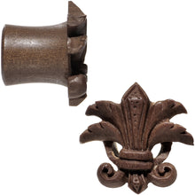 Load image into Gallery viewer, 7/16 Organic Wood Fleur-De-Lis Hand Carved Plug Set
