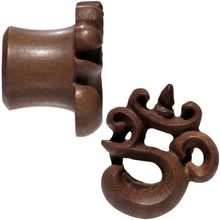 将图片加载到图库查看器，9/16 Organic Wood Om Hand Carved Plug Set
