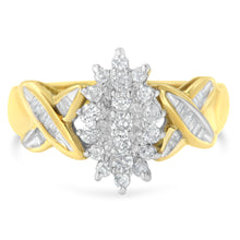 Load image into Gallery viewer, 10K Two-Toned Gold Round Baguette Diamond Cluster Ring (1/2 Cttw, I-J Color, I2-I3 Clarity) - Size 6-1/2
