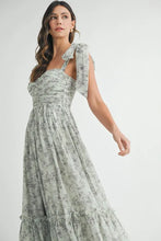将图片加载到图库查看器，Floral Bust Ruched Midi Dress with Shoulder Tie For Women – Ruched Midi Dress For Summer, Floral Bust Dress, Shoulder Tie Dress, Feminine Midi Dress, Chic Event Dress
