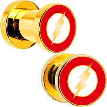 将图片加载到图库查看器，2G Gold Plated Licensed The Flash Logo Screw Fit Plug Set
