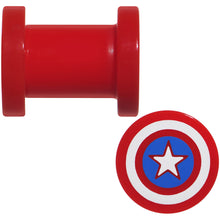 Load image into Gallery viewer, 2G Red Acrylic Licensed Captain America Logo Screw Fit Plug Set

