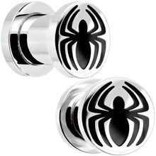 Load image into Gallery viewer, 0G Stainless Steel Licensed Spider-Man Logo Screw Fit Plug Set
