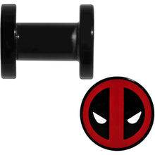 将图片加载到图库查看器，4G Black Acrylic Licensed Deadpool Logo Screw Fit Plug Set
