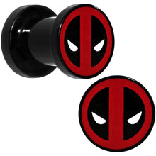 Load image into Gallery viewer, 2G Black Acrylic Licensed Deadpool Logo Screw Fit Plug Set
