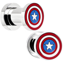 Load image into Gallery viewer, 2G Stainless Steel Licensed Captain America Screw Fit Plug Set

